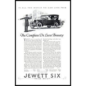 1924 Jewitt Six De Luxe Sedan Vintage Print Ad Traffic Cop City Street Wall Art